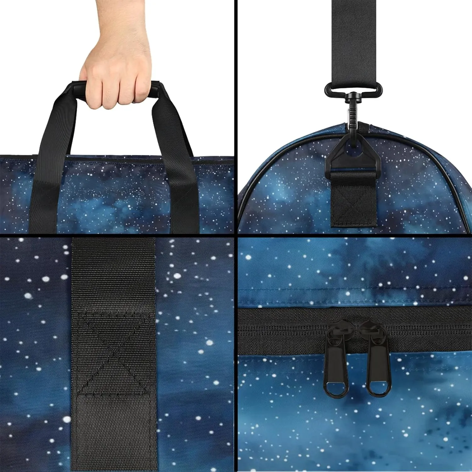 Gym Bag for Women Men Watercolor Blue Nebula Tree Travel Duffle Bag with Shoe Compartment Waterproof Sports Tote Bags Large Overnight Weekender Bags for Travel Swimming Gym Yoga Dance