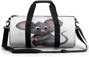 Gym Bag, Grey Rat Printed Gym Bag,cylinder Gym Bag,sports Luggage Bag,weekend Luggage Bag