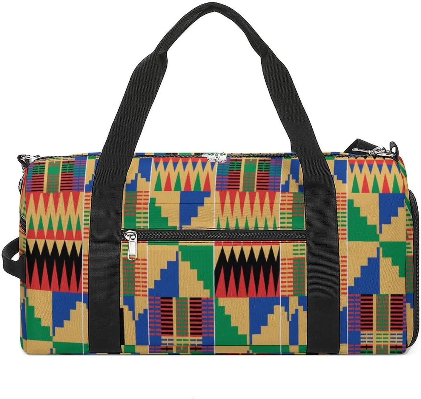 Gym Duffel Bag with Shoe Compartment Wet Pocket, African Ghanaian Traditional Travel Bag for Men Women