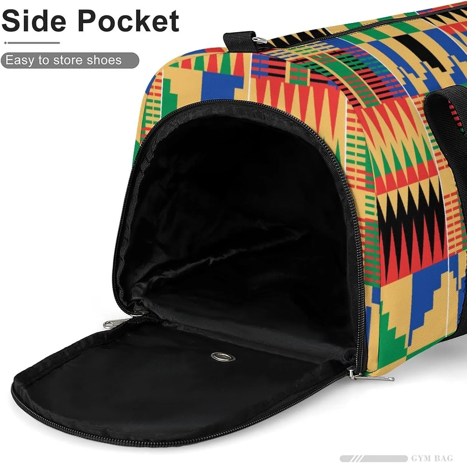 Gym Duffel Bag with Shoe Compartment Wet Pocket, African Ghanaian Traditional Travel Bag for Men Women