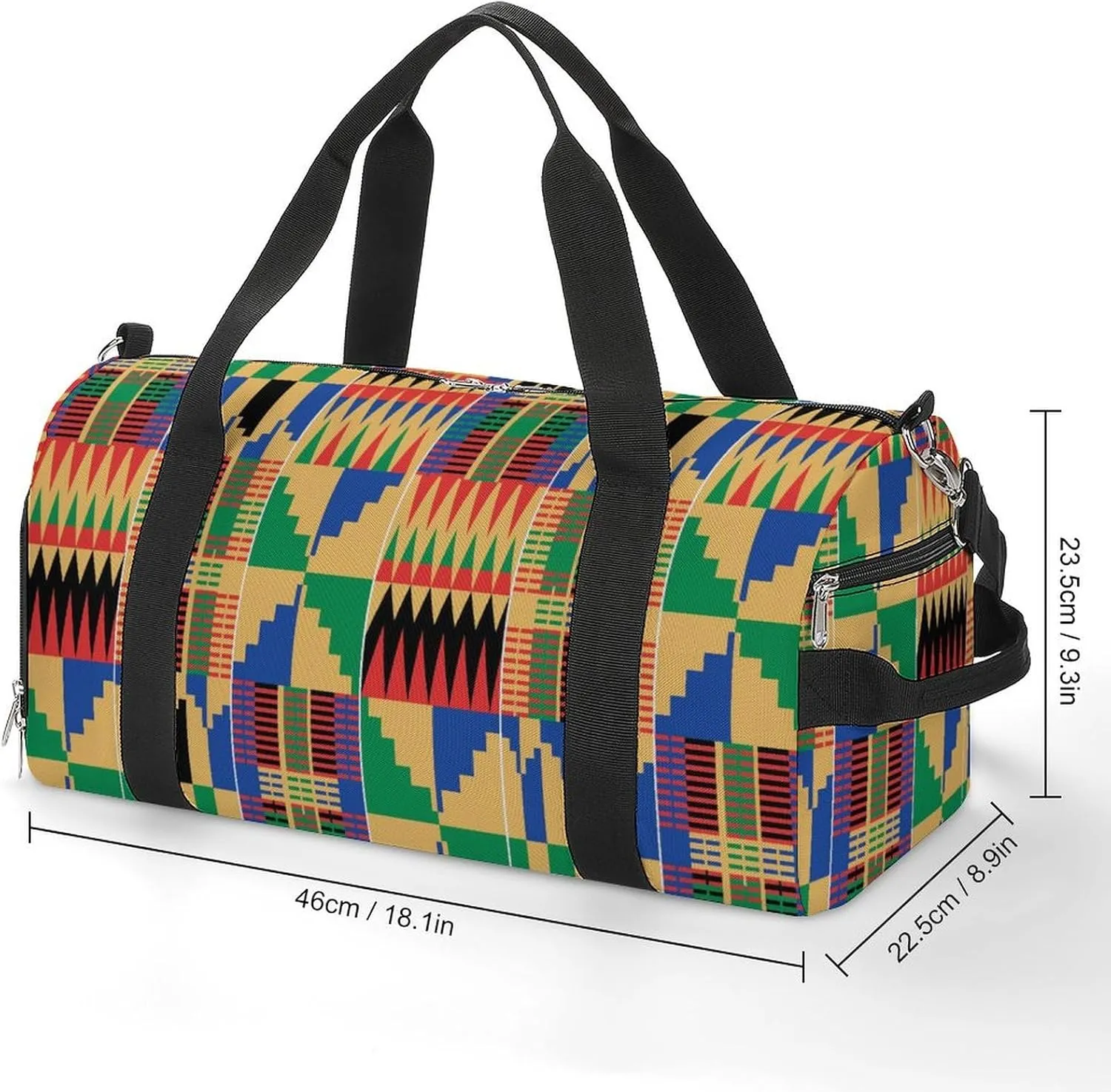 Gym Duffel Bag with Shoe Compartment Wet Pocket, African Ghanaian Traditional Travel Bag for Men Women