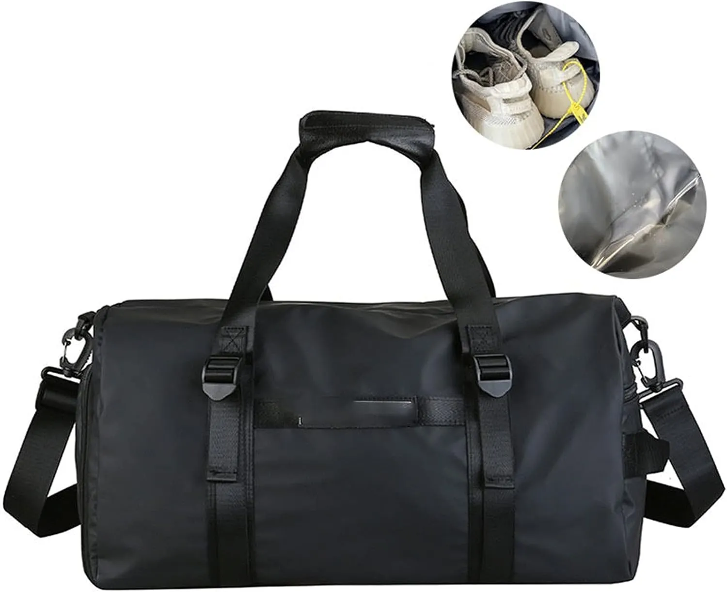 Gym Sport Men Waterproof Oxford Handbag Big Travel Luggage Duffel For Women Sports Bag With Shoe Compartment (Black)