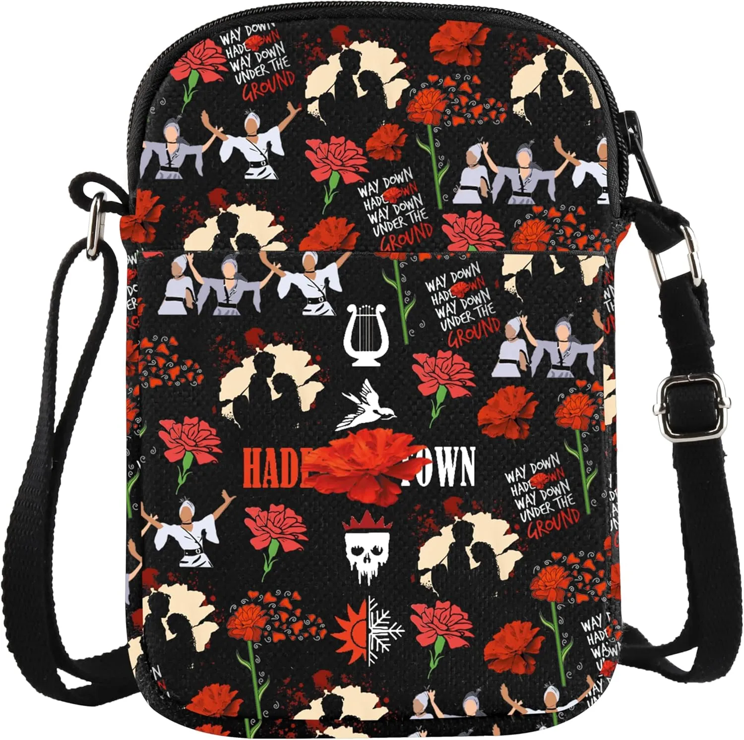 Hadeestown Musical Inspried Crossbody Bag Musical Theater Fans Gift Red Flower Wallet Purse Bag