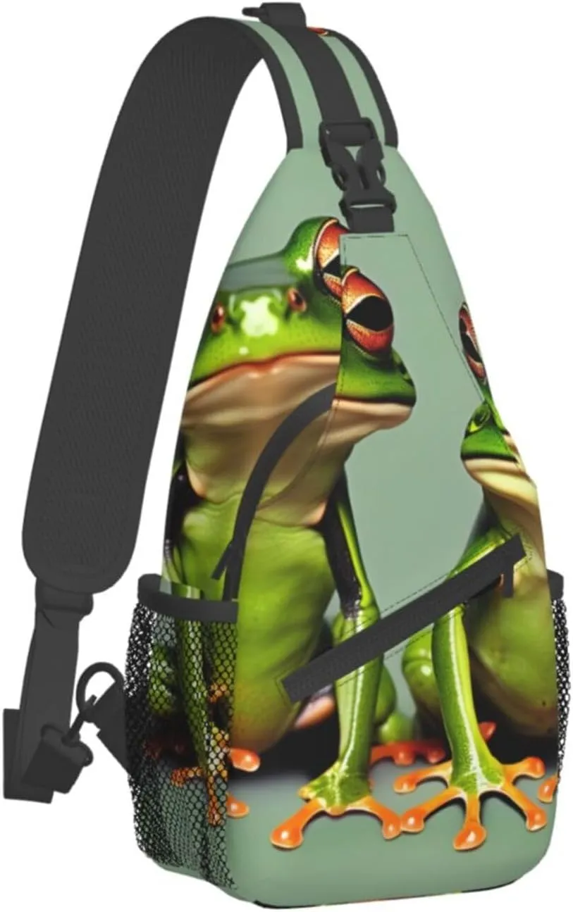 Halloween Flying Bats 1 Printed Canvas Sling Bag Crossbody Backpack, Hiking Daypack Chest Bag For Women Men