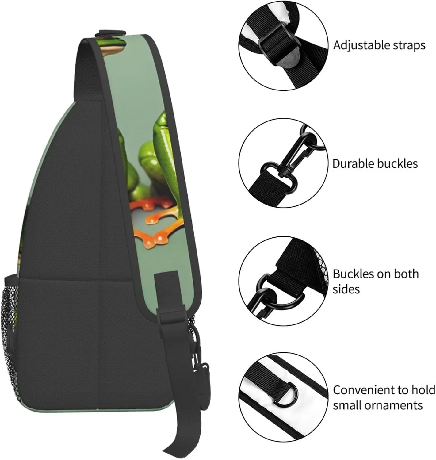 Halloween Flying Bats 1 Printed Canvas Sling Bag Crossbody Backpack, Hiking Daypack Chest Bag For Women Men