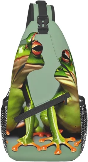 Halloween Flying Bats 1 Printed Canvas Sling Bag Crossbody Backpack, Hiking Daypack Chest Bag For Women Men