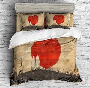 Halloween Night Ghostie Duvet Cover Set Fantasy Spooky Charming Ghost Bedding Girl Boy Kids Bed Sets 3/4PCS Quilt Covers/Sheets/Pillow ShamsTwin/Full/Queen/King (BTwin-172x218cm-3PCS)