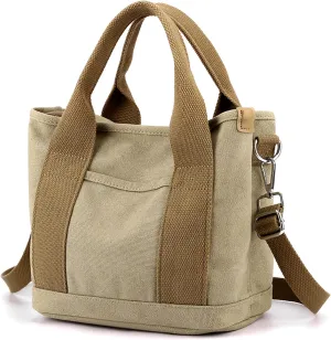 Handbag for Women Multi-Pockets, Canvas Tote Shoulder Bags with Zipper, Satchel Hobo Bag for Travel Work