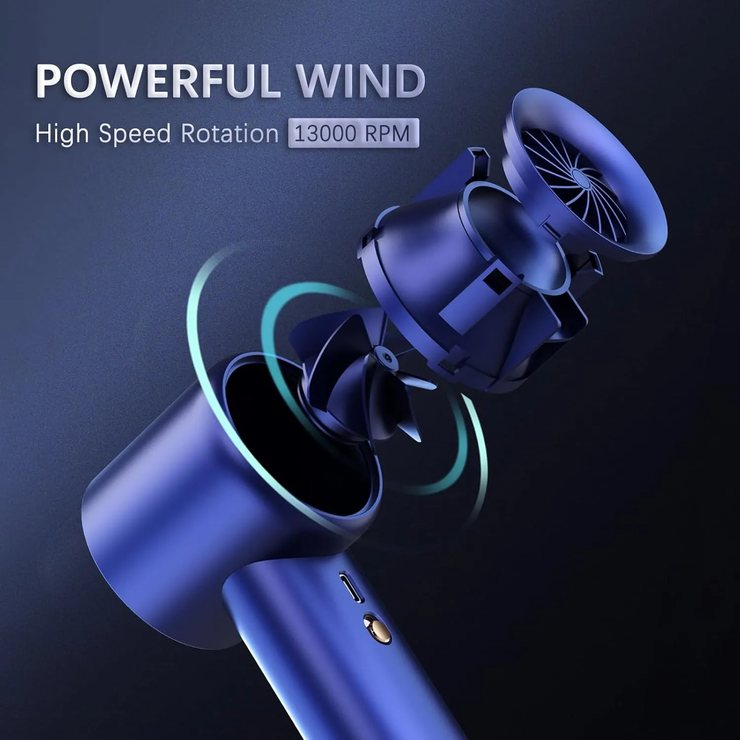 Handheld Fan,1-100 High Speed Hand Fan Adjustable Turbo Mini Fan,5000mAh Battery Operated Rechargeable Personal Fan with Digital Display for Travel/Camping/Outdoor/Home/Office… (Blue)