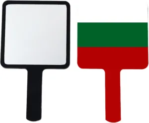 Handheld Travel Mirror with Handle, Republic of Bulgaria Flag Handheld Mirror, Square Cosmetic Salon Makeup Hand Mirror for Barbers and Hairdressers Black 9×16Cm