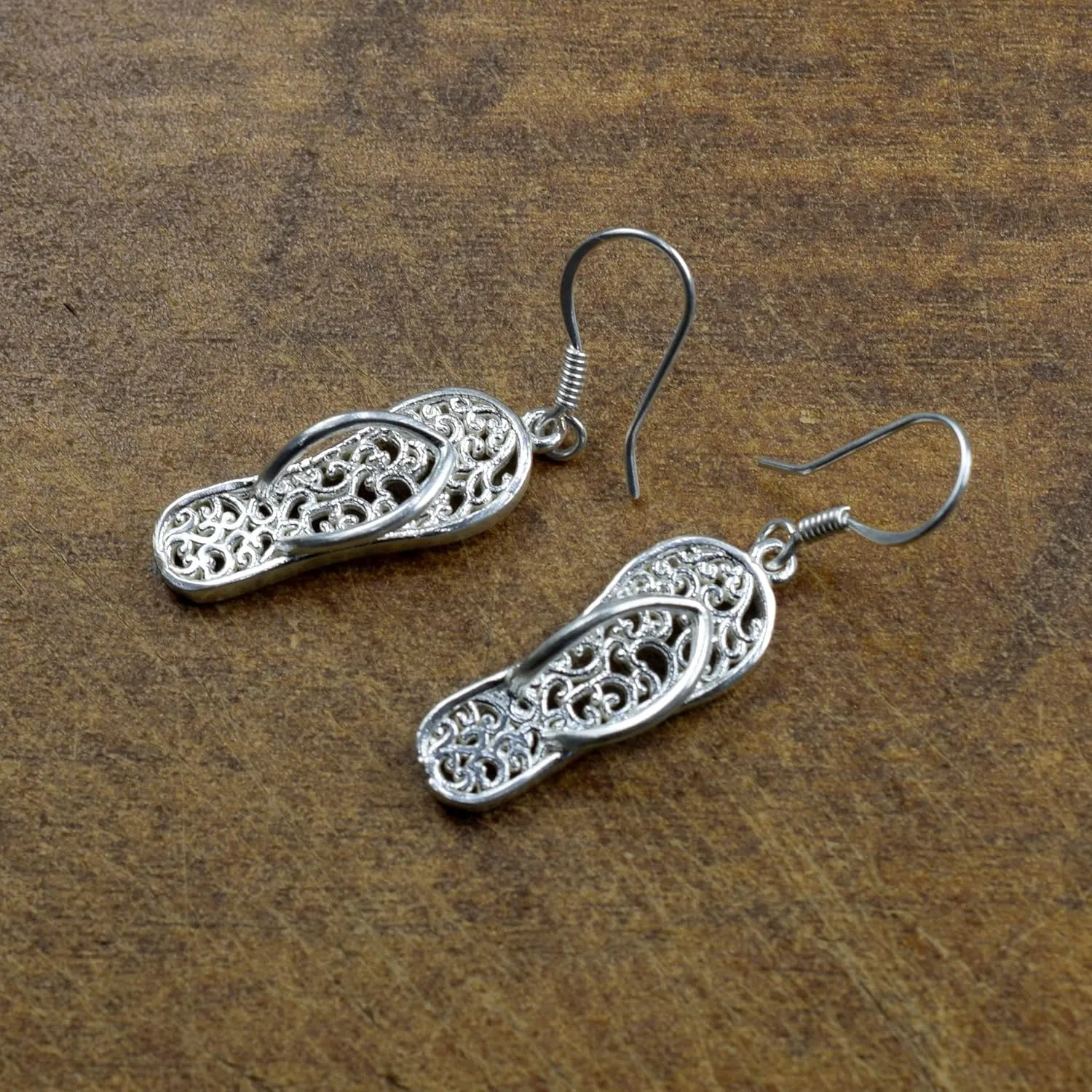 Handmade Tiny Slipper Dangle Statement Earrings:Fashionable,Fun & Cute Boho,Vintage Style for Parties & Everyday-Ocean Inspired Earring For Women Birthdays,Anniversary (Rose Gold-Plated)