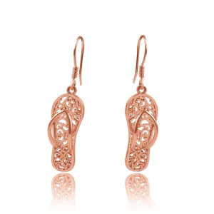 Handmade Tiny Slipper Dangle Statement Earrings:Fashionable,Fun & Cute Boho,Vintage Style for Parties & Everyday-Ocean Inspired Earring For Women Birthdays,Anniversary (Rose Gold-Plated)