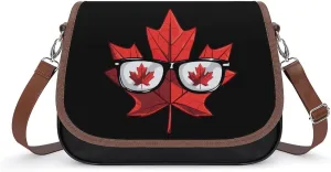Happy Canada Day Funny Maple Leaf Women's Crossbody Bag Leather Tote Bag Shoulder Bag Handbag for Office Travel
