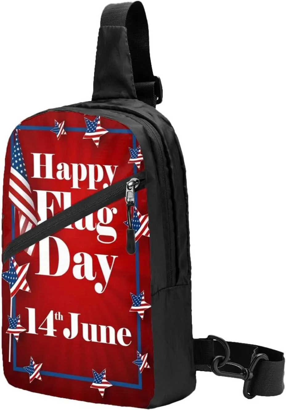 Happy Flag Day American Flag Portable Sling Bags Packable Crossbody Bag Foldable Sport Daypack Reusable Shoulder Backpack Diagonally Chest Bag for Workout Travel
