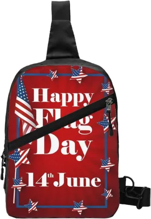 Happy Flag Day American Flag Portable Sling Bags Packable Crossbody Bag Foldable Sport Daypack Reusable Shoulder Backpack Diagonally Chest Bag for Workout Travel