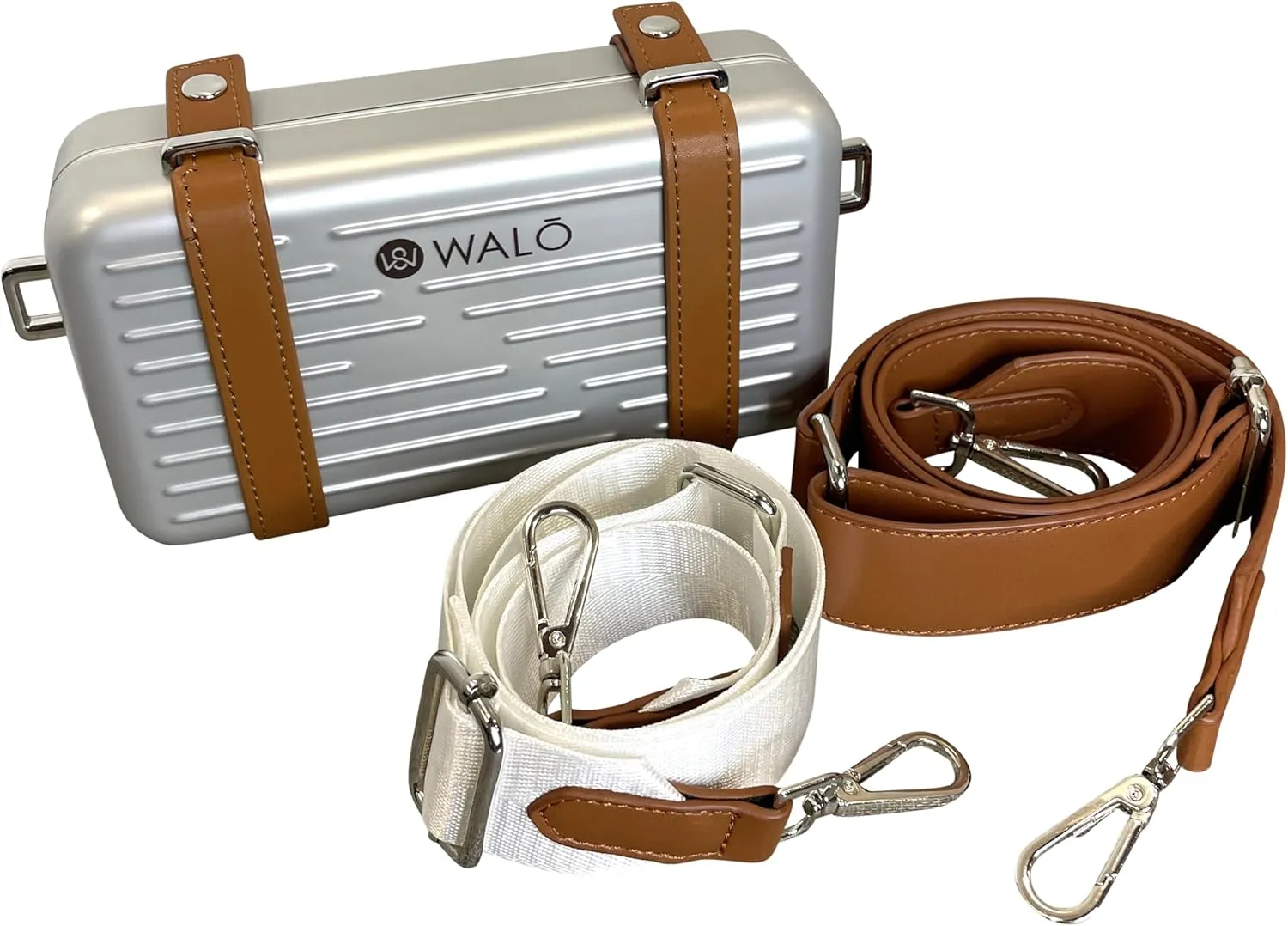 Hard Shell Clutch Case Purse - Mini Suitcase Crossbody Bag with Detachable Leather and Nylon Straps
