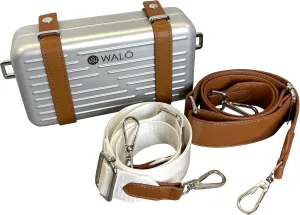 Hard Shell Clutch Case Purse - Mini Suitcase Crossbody Bag with Detachable Leather and Nylon Straps