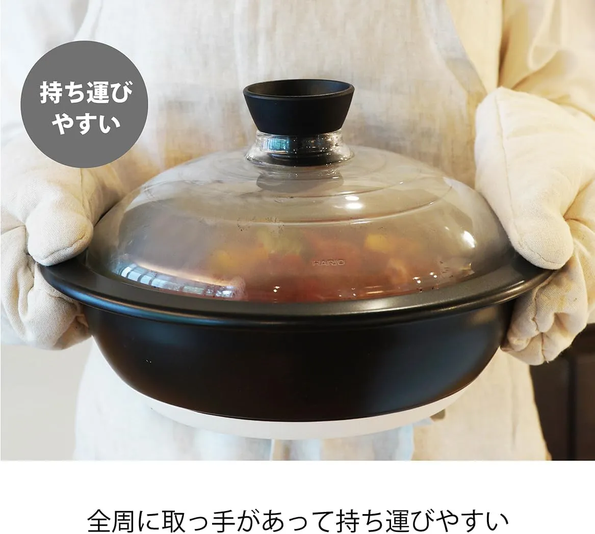 HARIO GDN-255-B-W Pot with Glass Lid No. 9, 10.8 fl oz (3,000 ml)