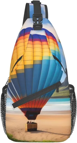 Hawaii Hot Air Balloon Crossbody Bag, Men'S And Women'S Chest Crossbody Bag, Zipper Closure, Strap Length Adjustable