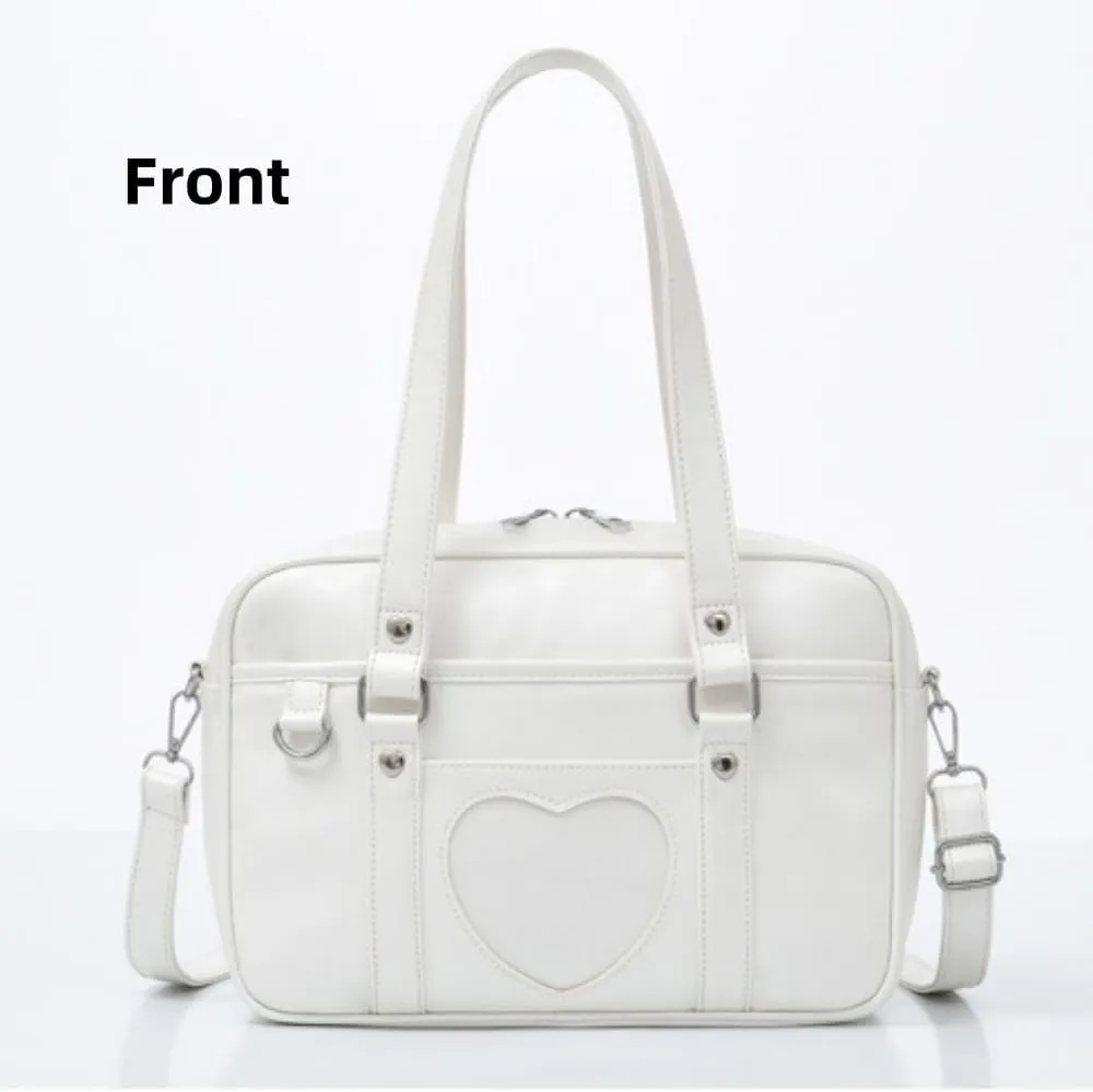 Heart-shaped Single Shoulder Bag Crossbody Bag for Women Pu Leather Academy Handbag Japanese Anime JK Uniform Bag (Pink)