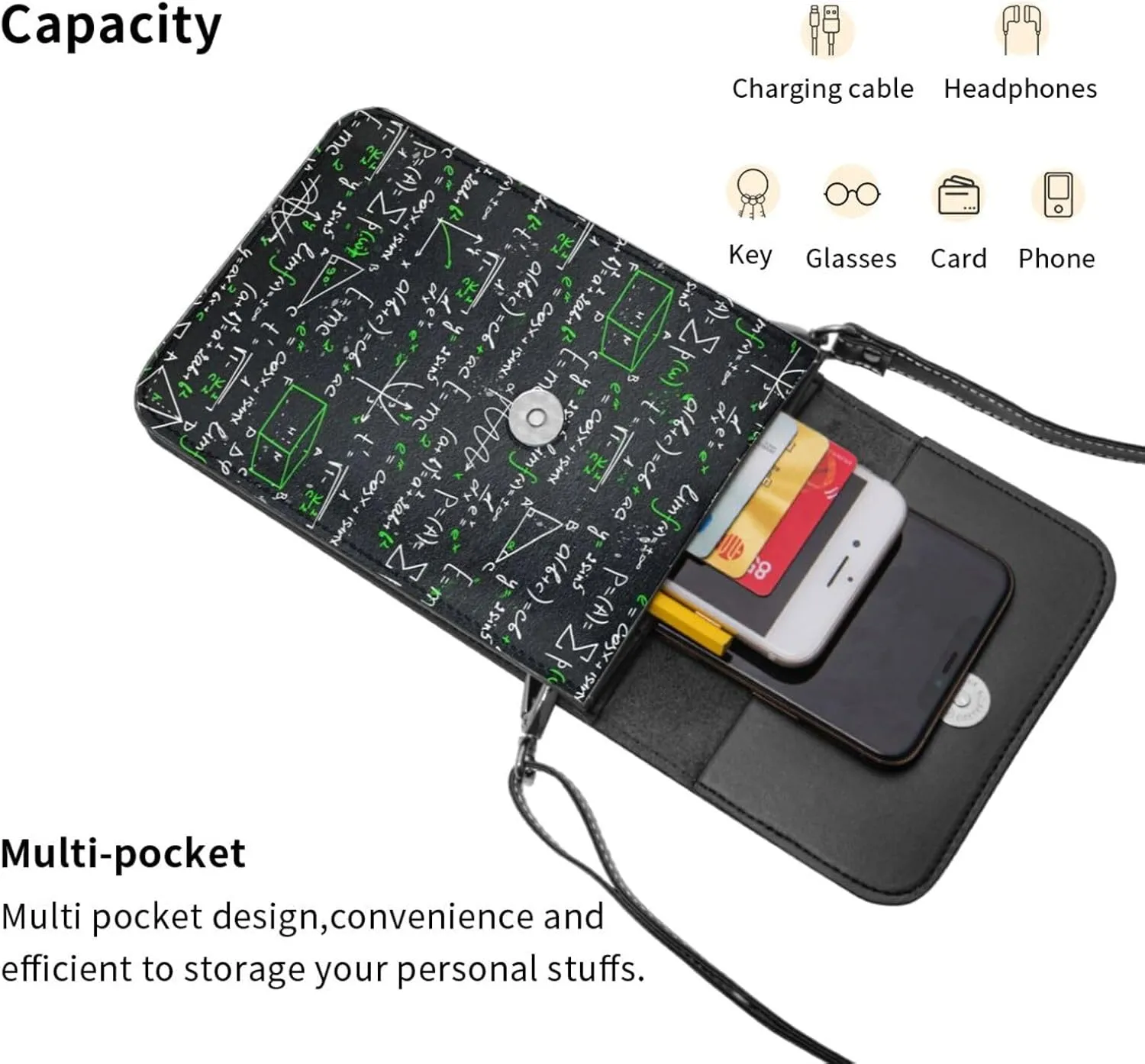 Hearts Spades Poker Casino Cell Phone Purse Small Crossbody Bags For Women Men Wallet Purses With Adjustable Strap