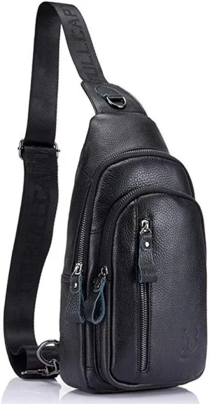 Hebetag Leather Sling Bag Crossbody Backpack for Men Women Travel Outdoor Sports