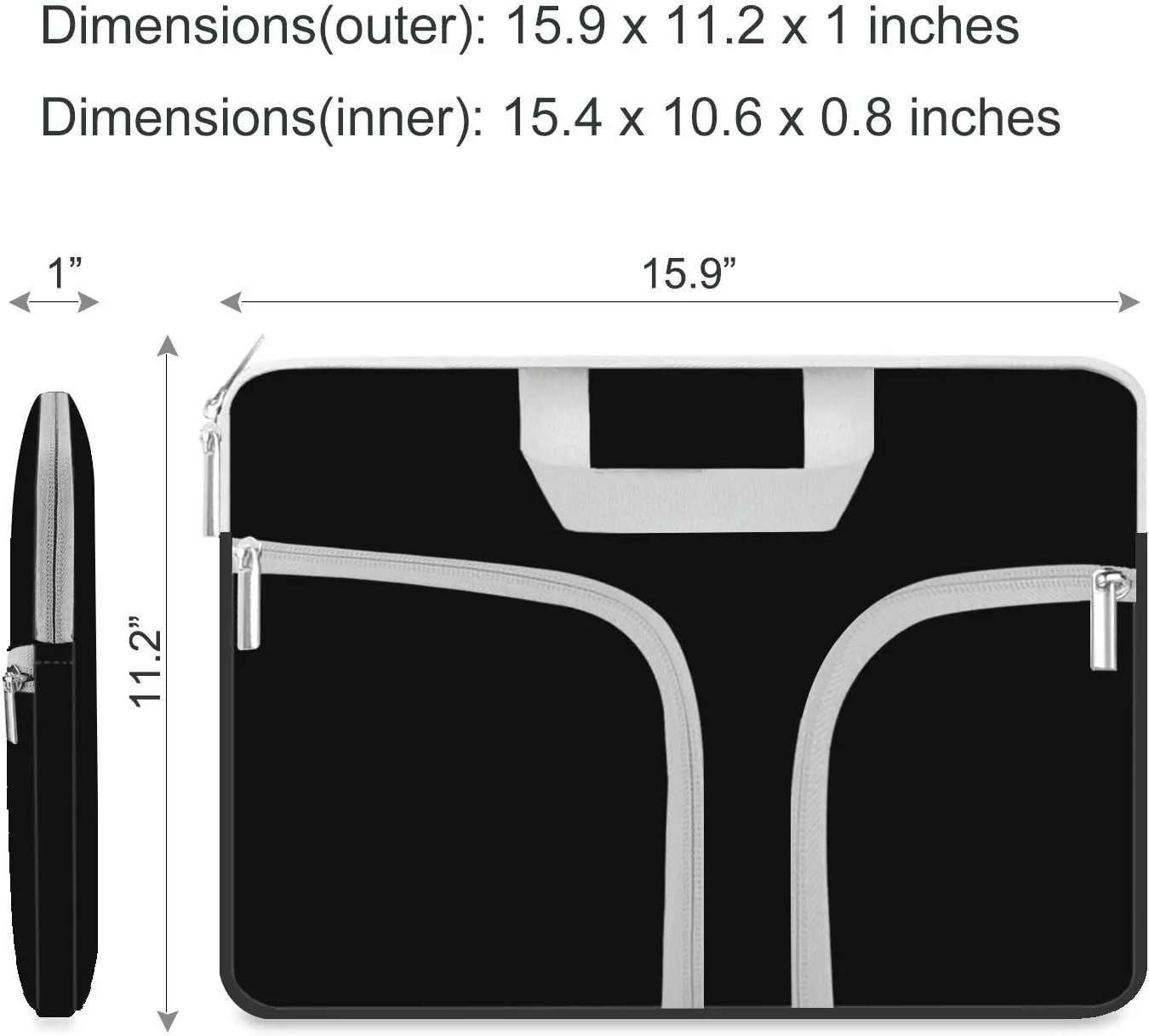 HESTECH 15.6 Laptop Sleeve Case Cover Protective Bag for 15" inch HP Pavilion Asus ZenBook VivoBook Acer Aspire Predator IdeaPad ThinkPad Dell XPS Chromebook Computer,Black