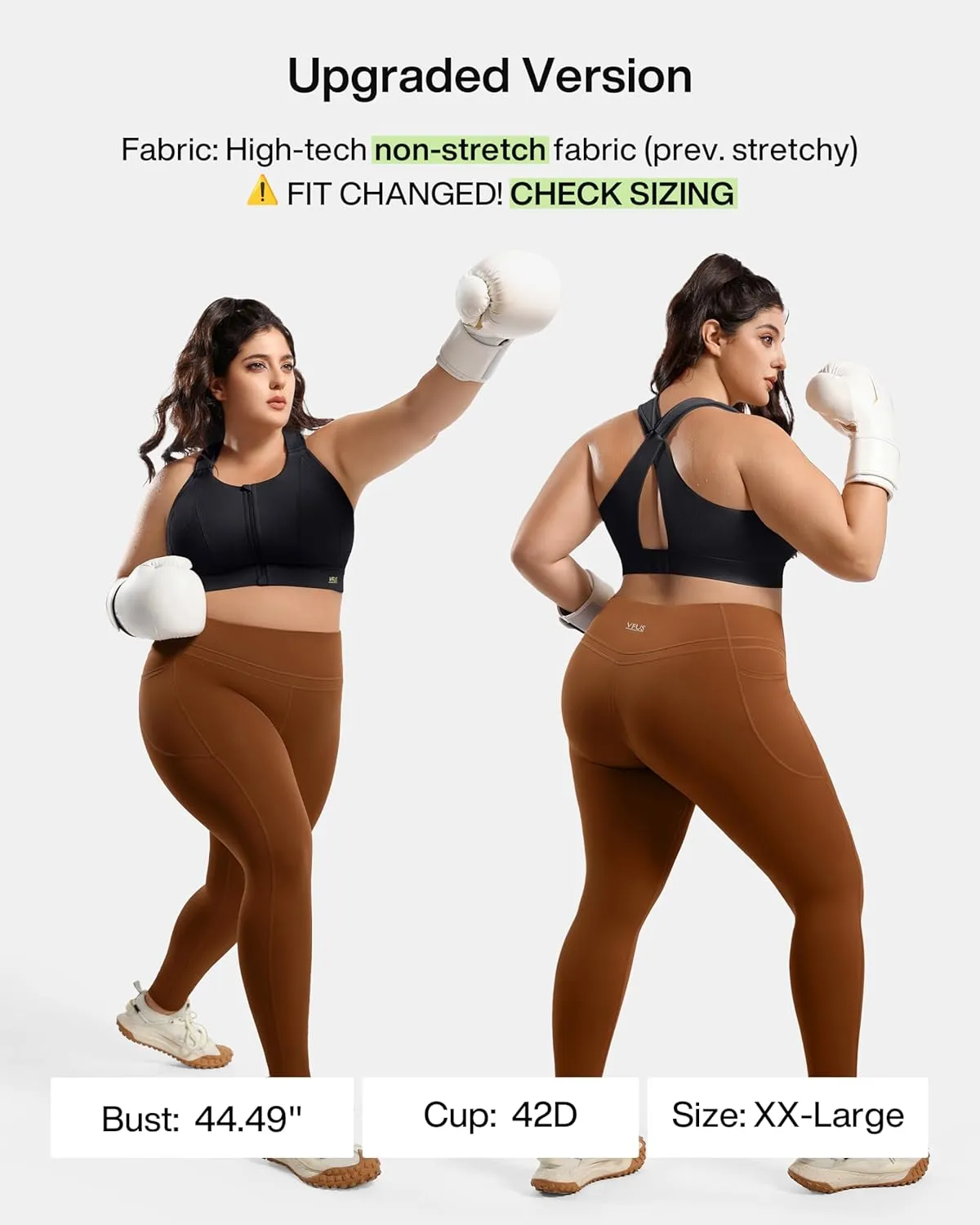 High Impact Sports Bras for Women Adjustable Zip Front Plus Size Workout Bra Full Coverage Removable Padded Running