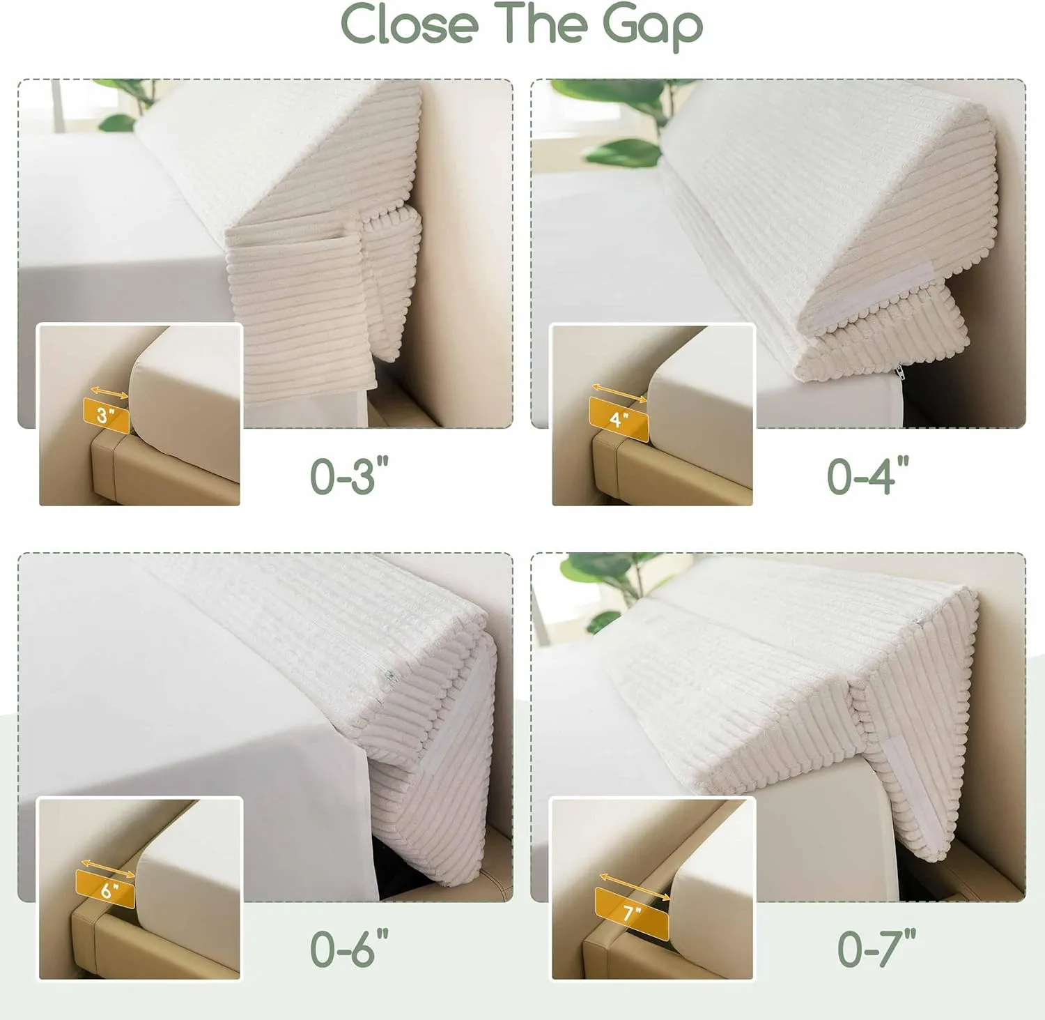 HIGOGOGO Wedge Pillow Headboard/Bed Wedge Pillow for Headboard/Bed Gap Filler (0-6"), Stop Loosing Your Pillows, Phone (Beige 60"x10"x7")