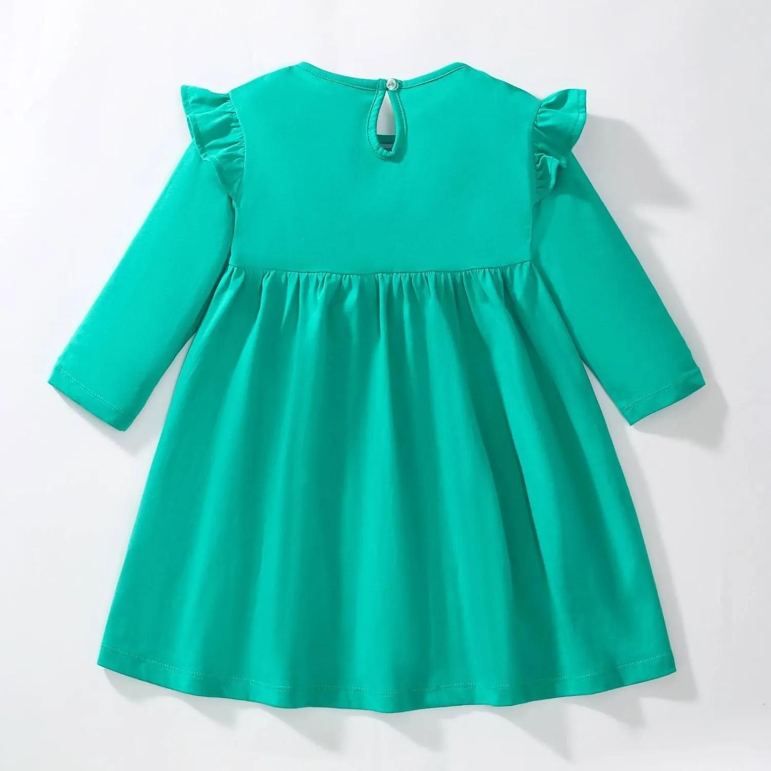 HILEELANG Toddler Girls Long Sleeve Dress Fall Autuman Cotton Casual Floal Jersey Shirt Dresses