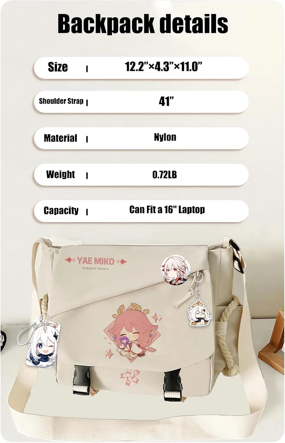 Honkai Star Rail Handbag Blade Crossbody Bag Single Shoulder Bag Adult Anime 3D Print Backpack White Bag