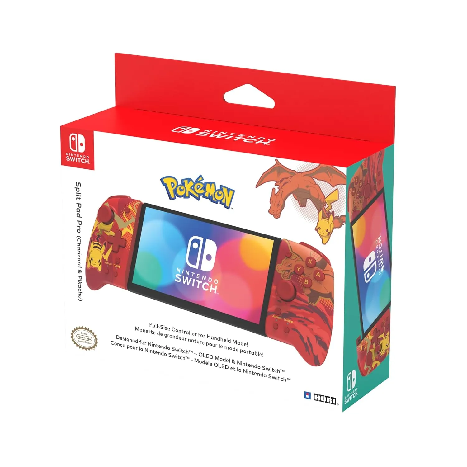 HORI Nintendo Switch Split Pad Pro (Pikachu & Charizard) - Ergonomic Controller for Handheld Mode - Officially Licensed by Nintendo & Pokémon