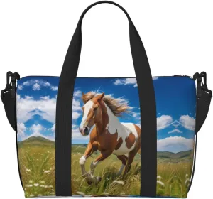 Horses on the Prairie Women's Hand-held Crossbody Travel Bag, Casual Handbag with Zipper, Suitable for Work, Travel, Fitness, Travel