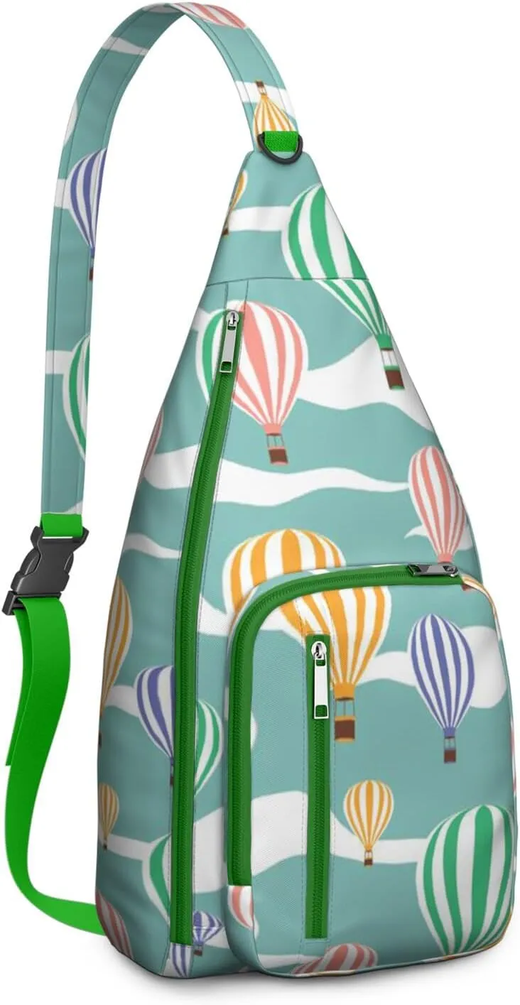 Hot Air Balloon Beautiful Poster Crossbody Bag Daypack for Women Men Lightweight Waterproof Sling Bag Backpack Hiking Cycling