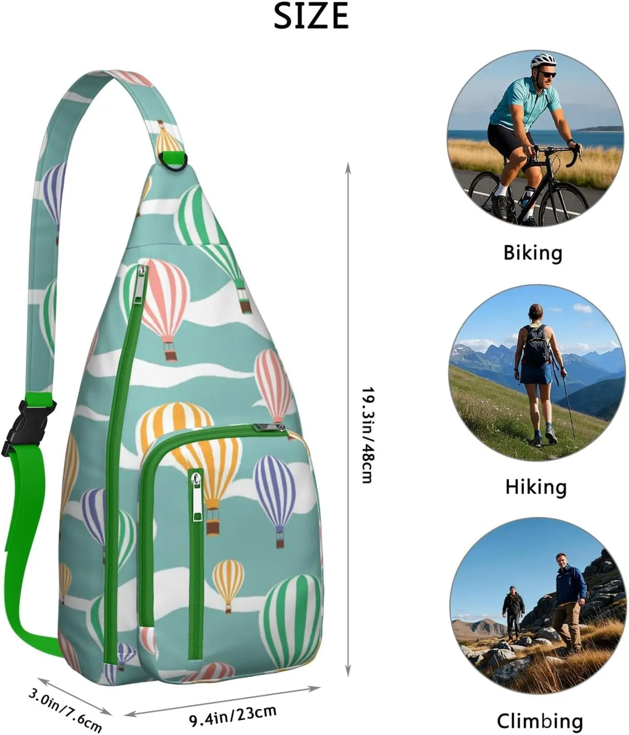 Hot Air Balloon Beautiful Poster Crossbody Bag Daypack for Women Men Lightweight Waterproof Sling Bag Backpack Hiking Cycling
