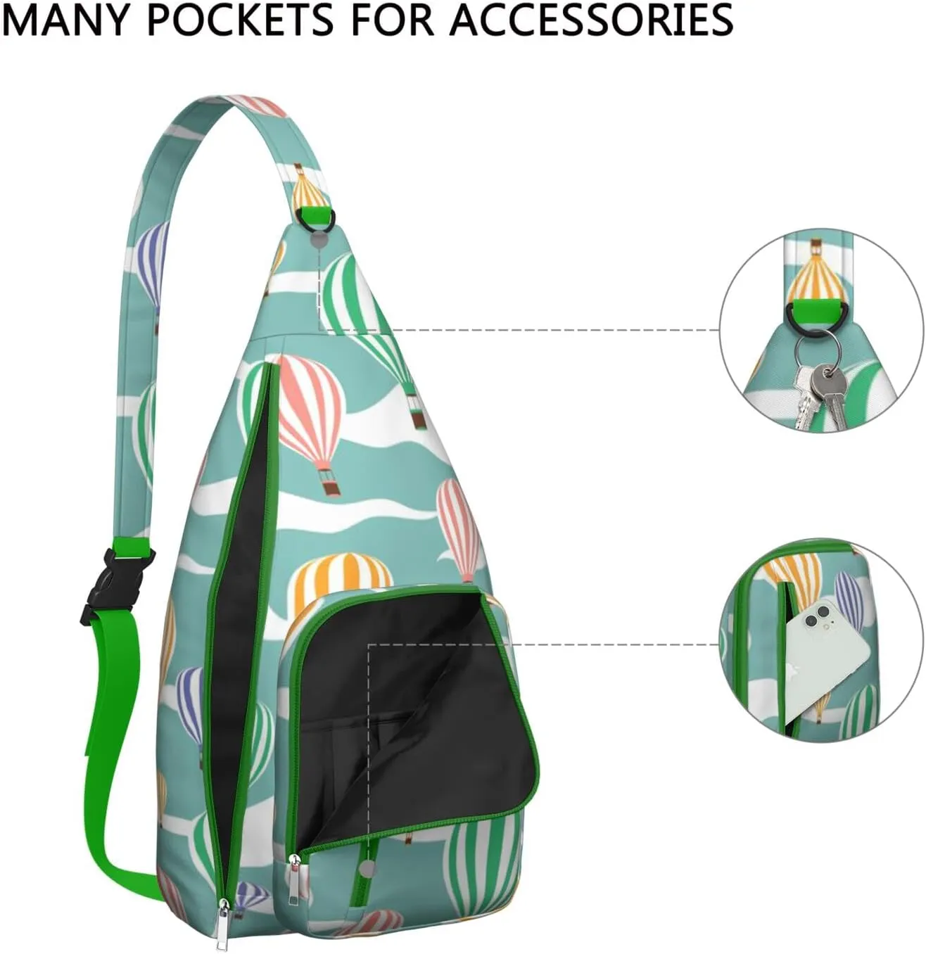 Hot Air Balloon Beautiful Poster Crossbody Bag Daypack for Women Men Lightweight Waterproof Sling Bag Backpack Hiking Cycling
