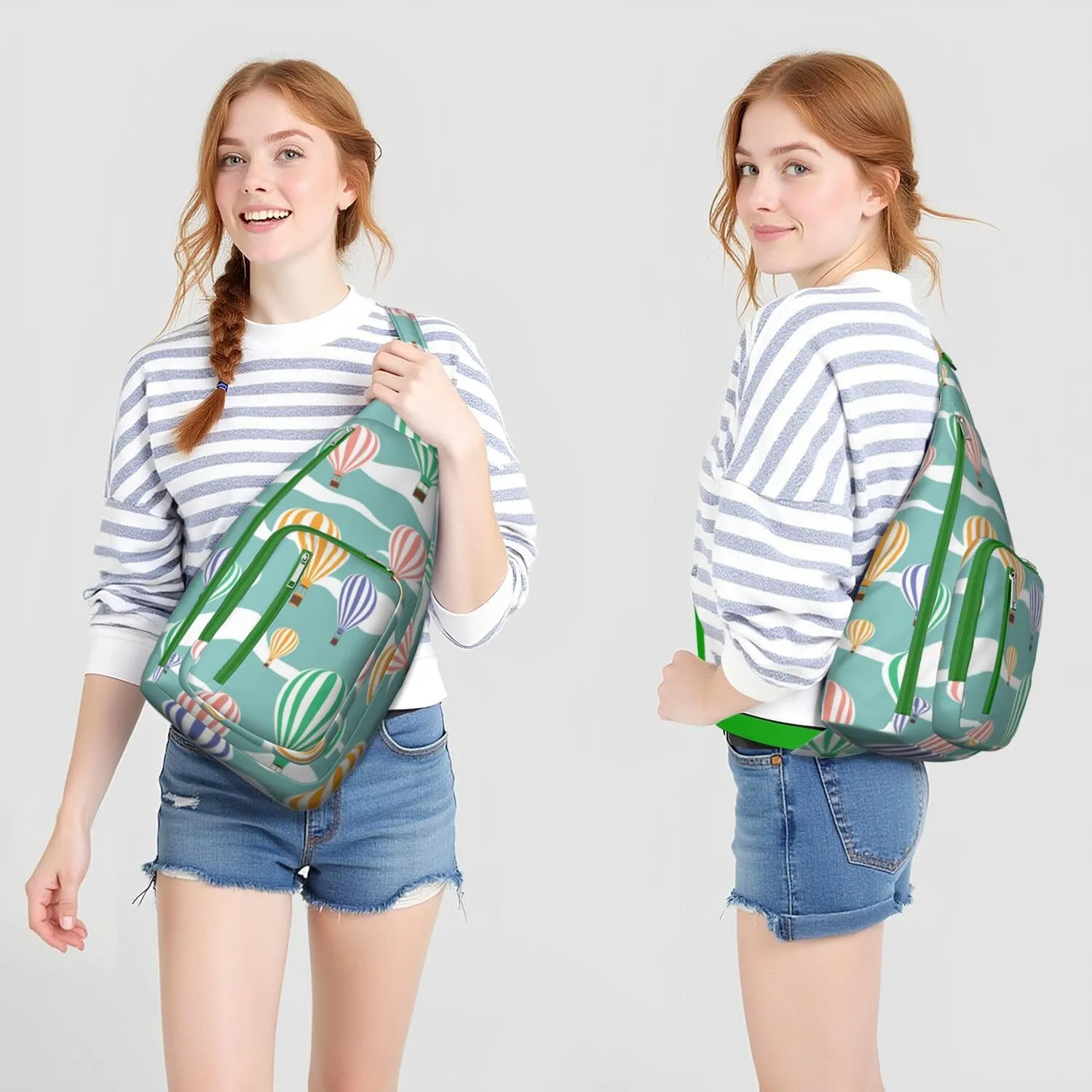 Hot Air Balloon Beautiful Poster Crossbody Bag Daypack for Women Men Lightweight Waterproof Sling Bag Backpack Hiking Cycling