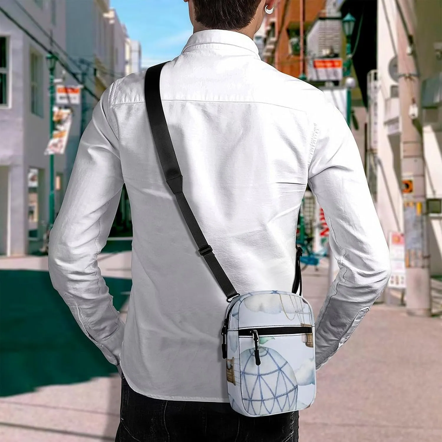 Hot Air Balloons And Clouds Detachable Shoulder Strap Exquisite Small Shoulder Bag