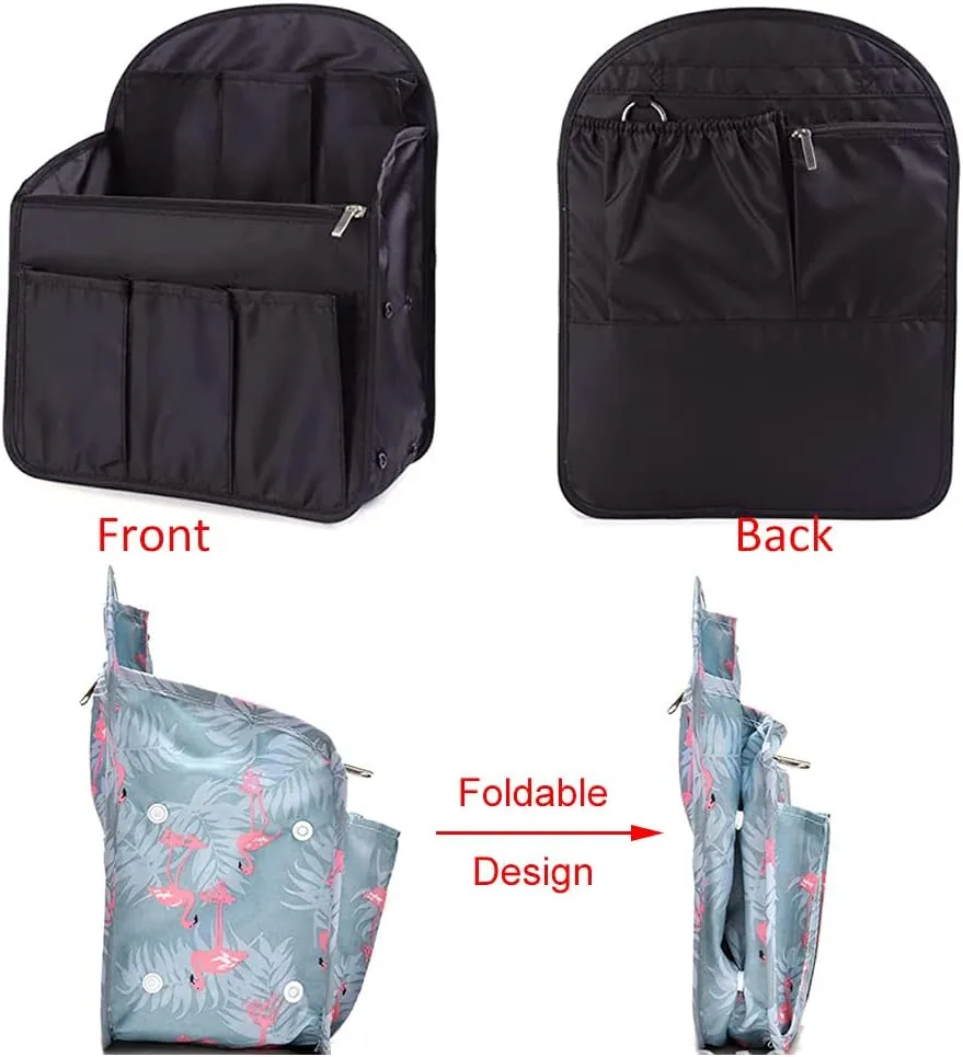 HOYOFO Backpack Organizer Insert Big Bag Divider for Rucksack Purse Lightweight Nylon Shoulder Bag Organiser Insert, Black(Large)
