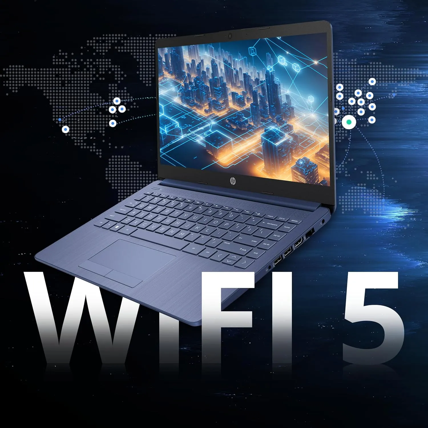 HP Flagship 14" HD Laptop with 1 Year Office 365 | 8GB RAM | 1.22TB Storage(64GB EMMC & 160GB Docking Station Set & 1TB Cloud Storage) | Intel 4-Core Processor | Webcam | Win 11s | Blue
