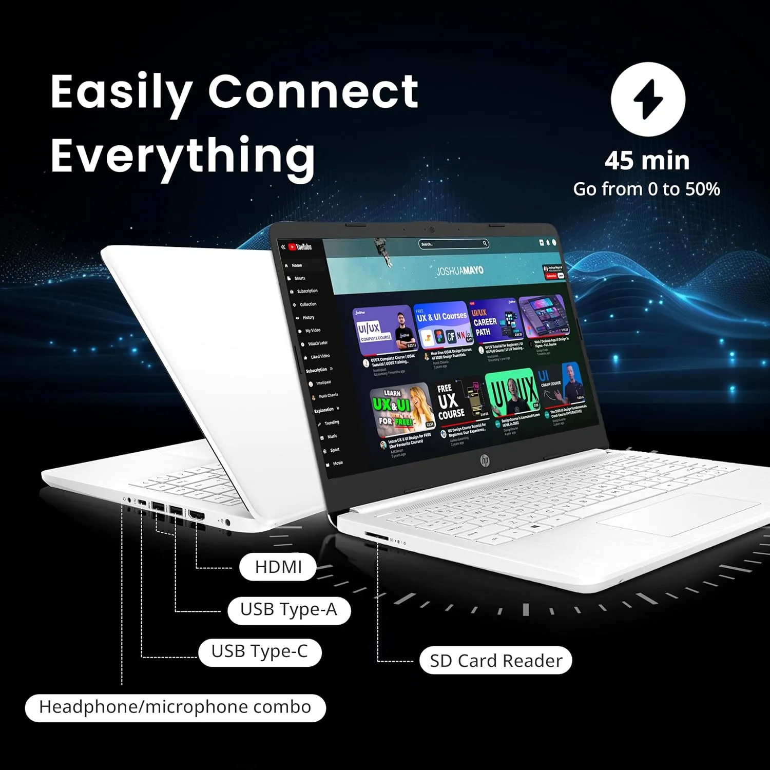 HP Flagship 14" HD Laptop with 1 Year Office 365 | 8GB RAM | 1.22TB Storage(64GB EMMC & 160GB Docking Station Set & 1TB Cloud Storage) | Intel 4-Core Processor | Webcam | Win 11s | White