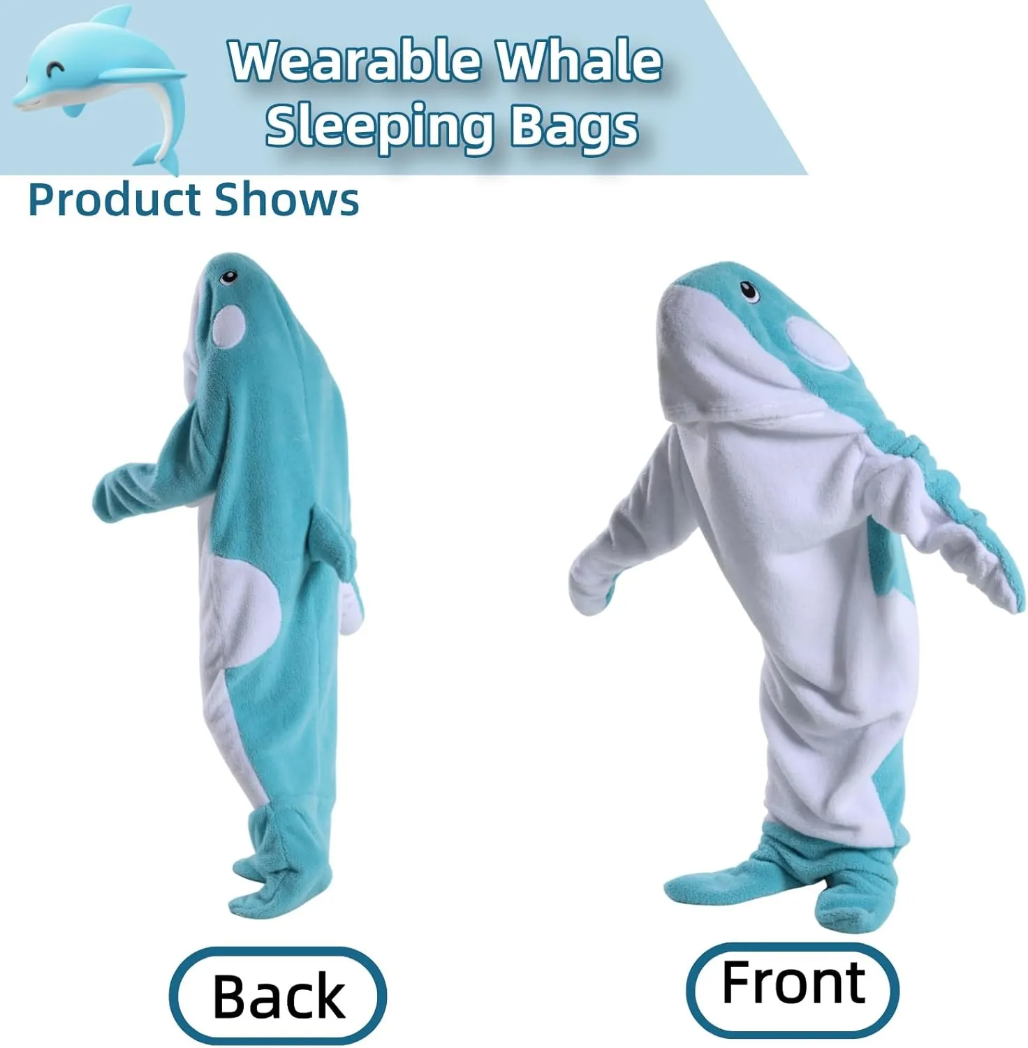 HSFIYAKJ Whale Blanket Hoodie for Adult Comfy Wearable Whale Onesie Pajamas Cartoon Whale Costume Animals Sleeping Bag