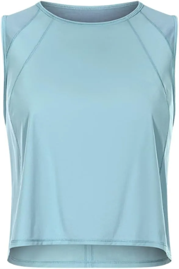 HSQSMWJ Women Sleeveless Vest Crop Short Sexy Back Open-air Speed Dry Breathable Sports Yoga Clothes