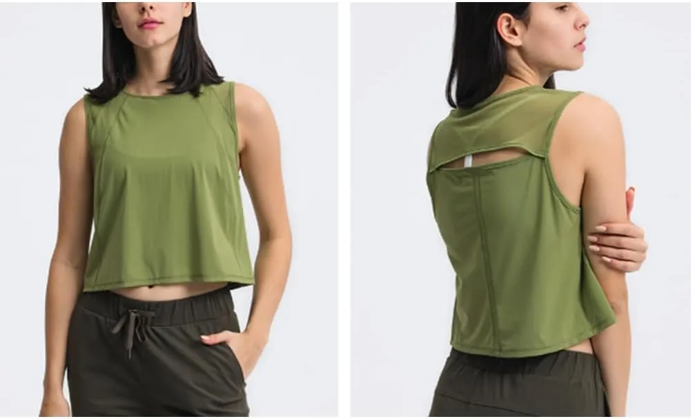 HSQSMWJ Women Sleeveless Vest Crop Short Sexy Back Open-air Speed Dry Breathable Sports Yoga Clothes