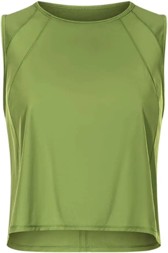 HSQSMWJ Women Sleeveless Vest Crop Short Sexy Back Open-air Speed Dry Breathable Sports Yoga Clothes