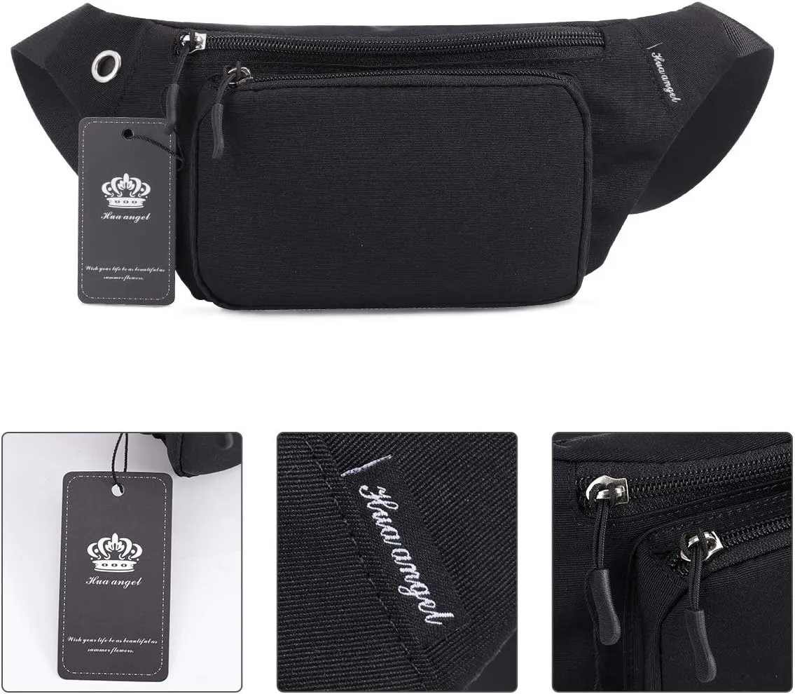 HUA ANGEL Fanny Pack for Women & Men - Crossbody Waist Bag Lightweight Belt Bum Bag for Sports, Travel, Hiking, Everyday Use