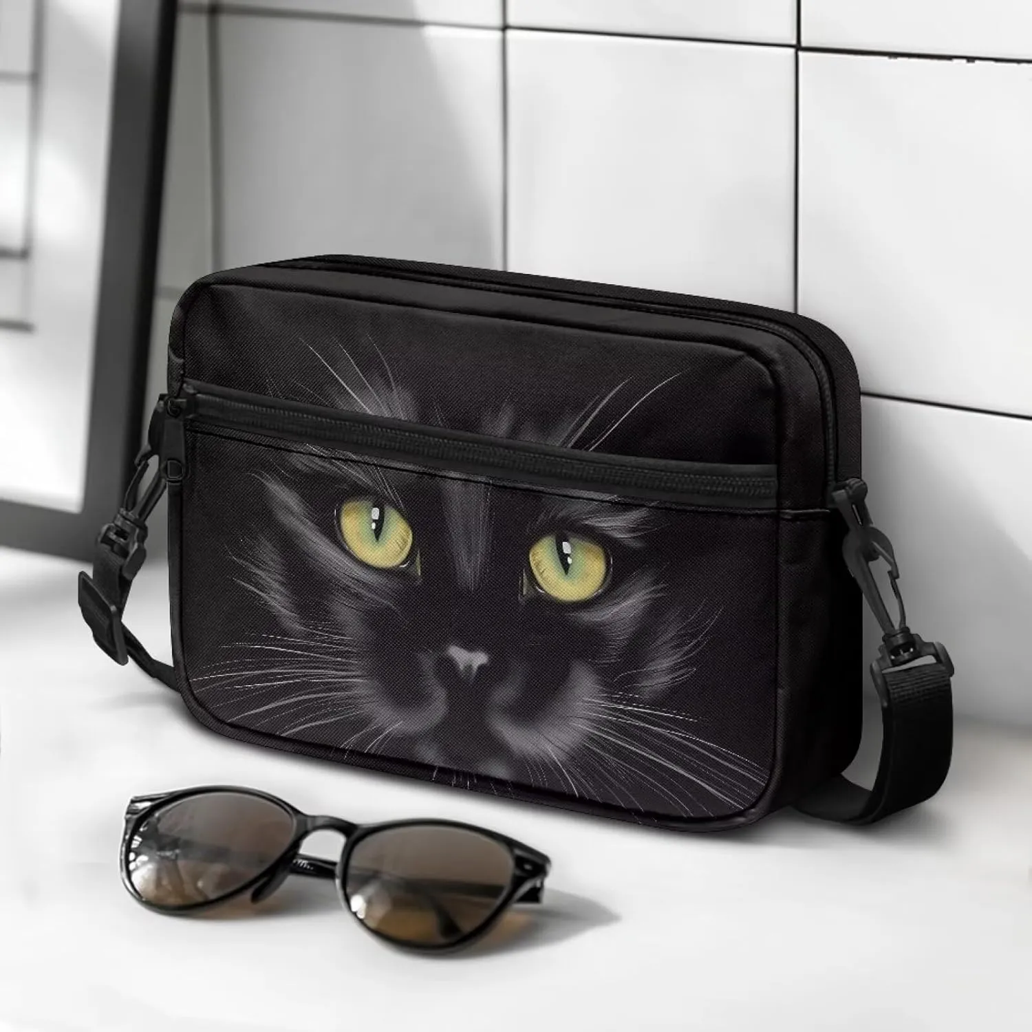 HUGS IDEA Canvas Crossbody Bag for Women Shoulder Bag with Zipper Pockets Cell Phone Bag