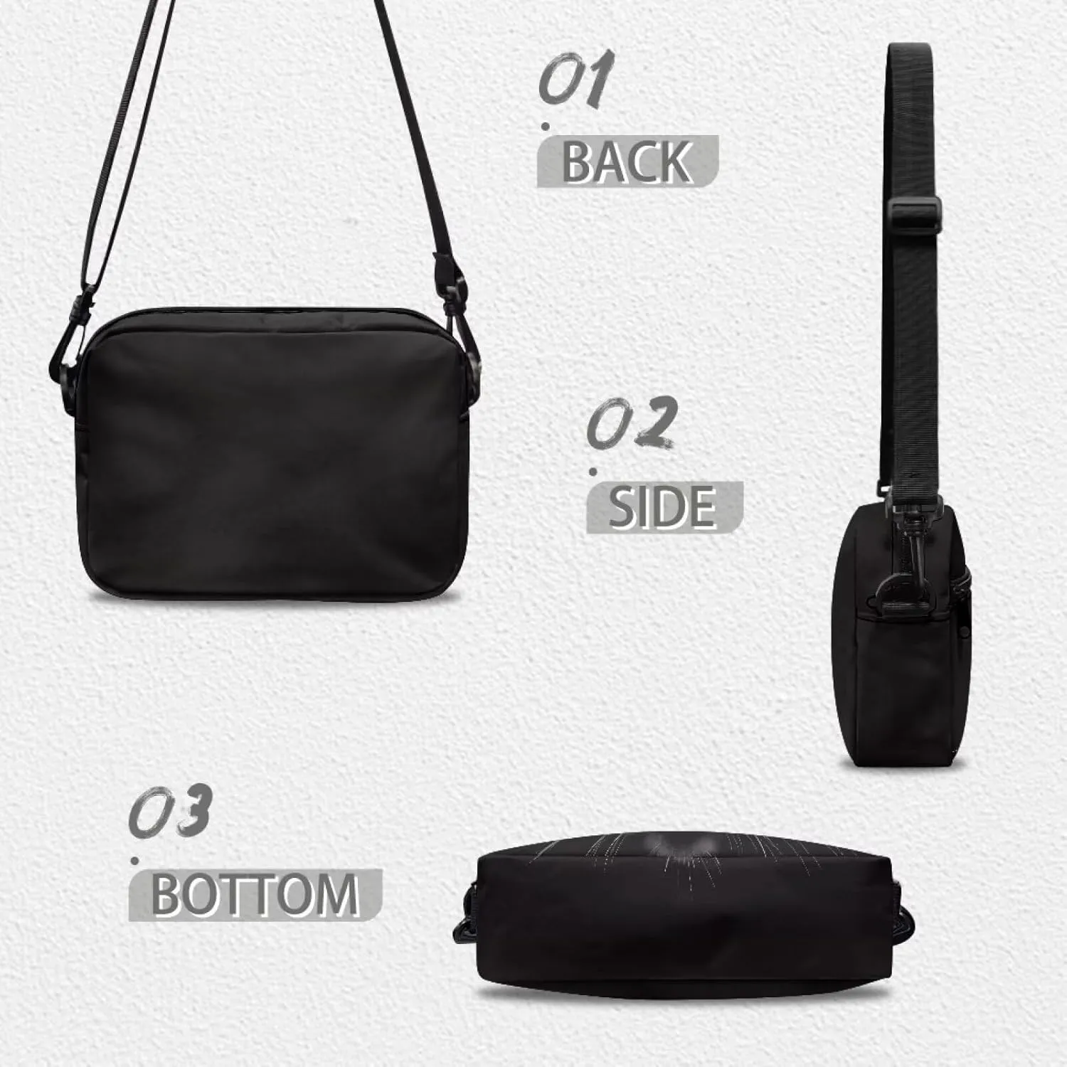 HUGS IDEA Canvas Crossbody Bag for Women Shoulder Bag with Zipper Pockets Cell Phone Bag