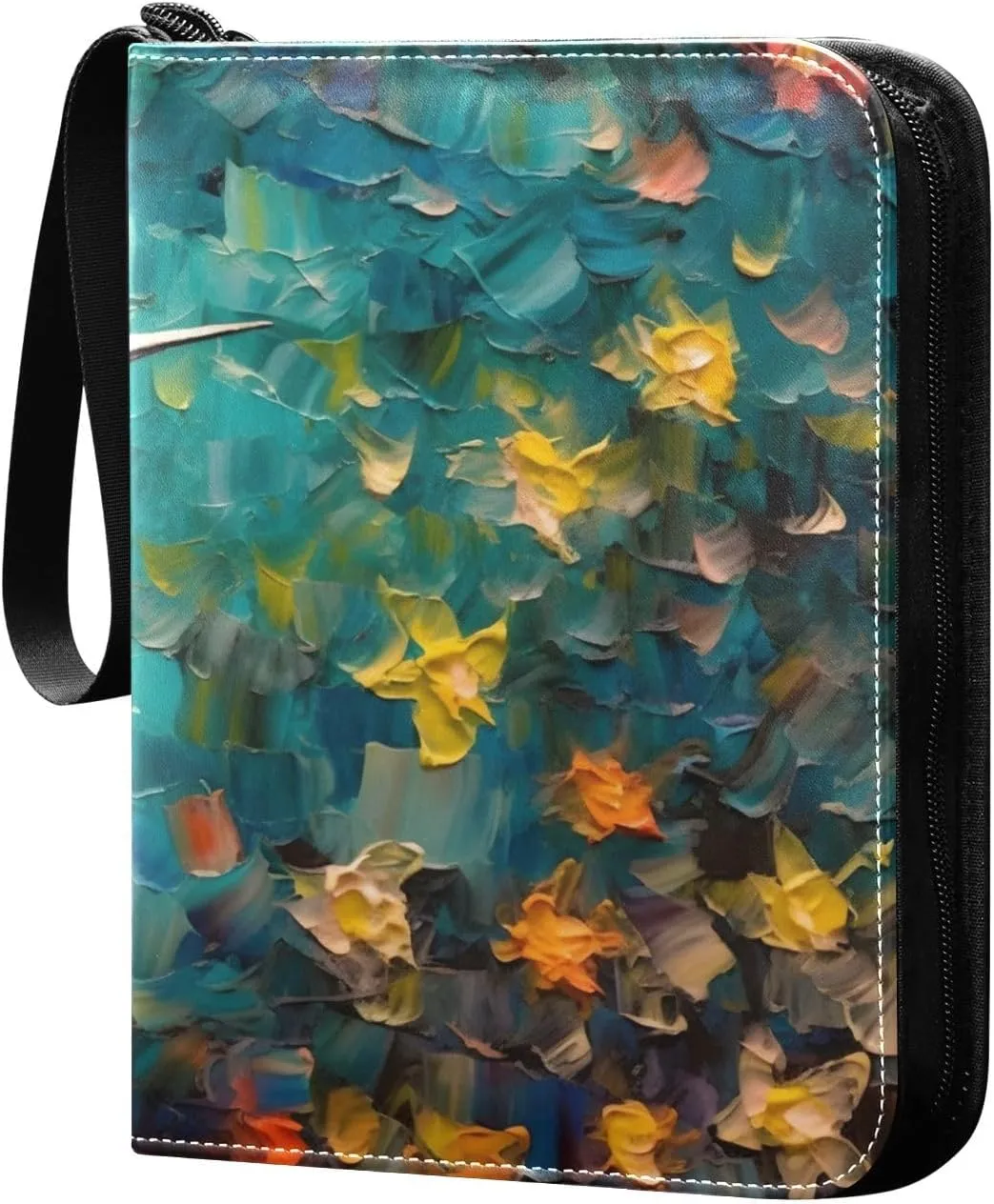 Hummingbird Flowers Oil Painting Card Binder Trading Cards Holder 4-Pocket，Album Pages Card Display Sleeves Fits 400 Cards Collector Book
