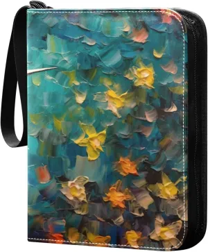 Hummingbird Flowers Oil Painting Card Binder Trading Cards Holder 4-Pocket，Album Pages Card Display Sleeves Fits 400 Cards Collector Book